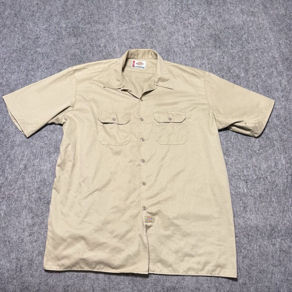 Vtg Dickies Work Shirt Mens 3XL Khaki Baggy Skater Boxy Oversized Grunge Y2K